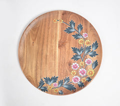 Floral Hand Printed Acacia Wood Plate