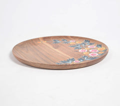Floral Hand Printed Acacia Wood Plate