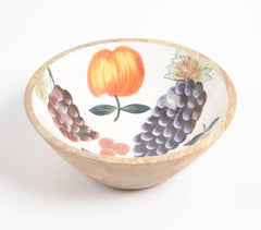 Hand Painted Statement Wooden Fruit Bowl