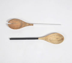 Monotone Enamelled Mango Wood Salad Servers