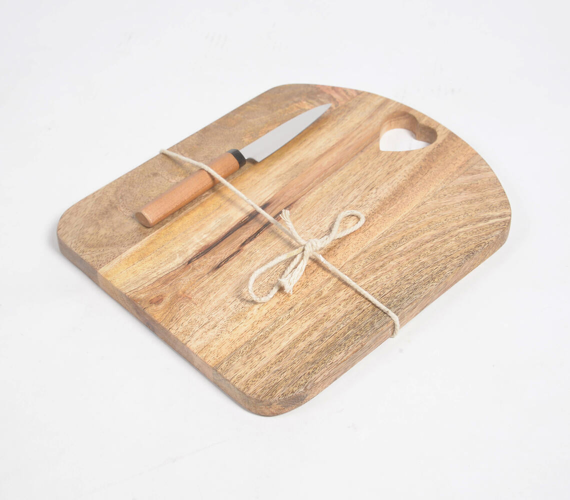 Heart Cut-Out Mango Wood Chopping Board