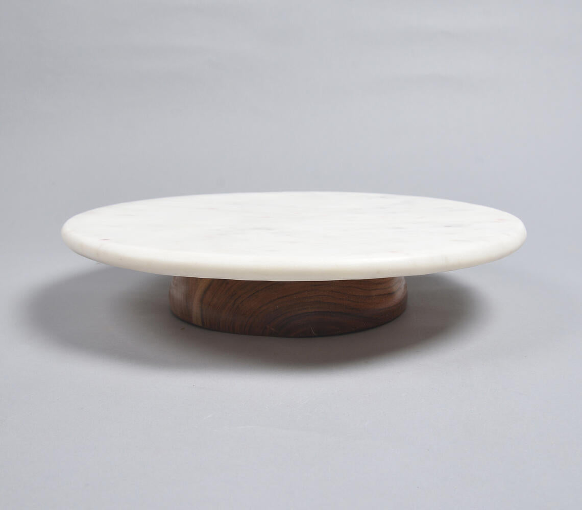 Hand Cut White Marble Cake Stand