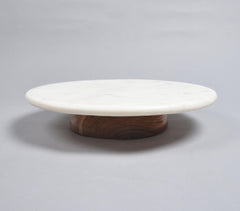 Hand Cut White Marble Cake Stand