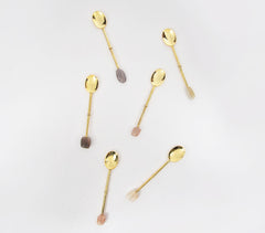 Hand Cut Moonstone & Brass Appetizer Spoons (Set of 6)