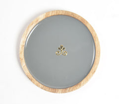 Enameled Grey Regal Motif Wooden Coasters (set of 4)