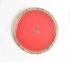 Enameled Scarlet Regal Motif Wooden Coasters (set of 4)