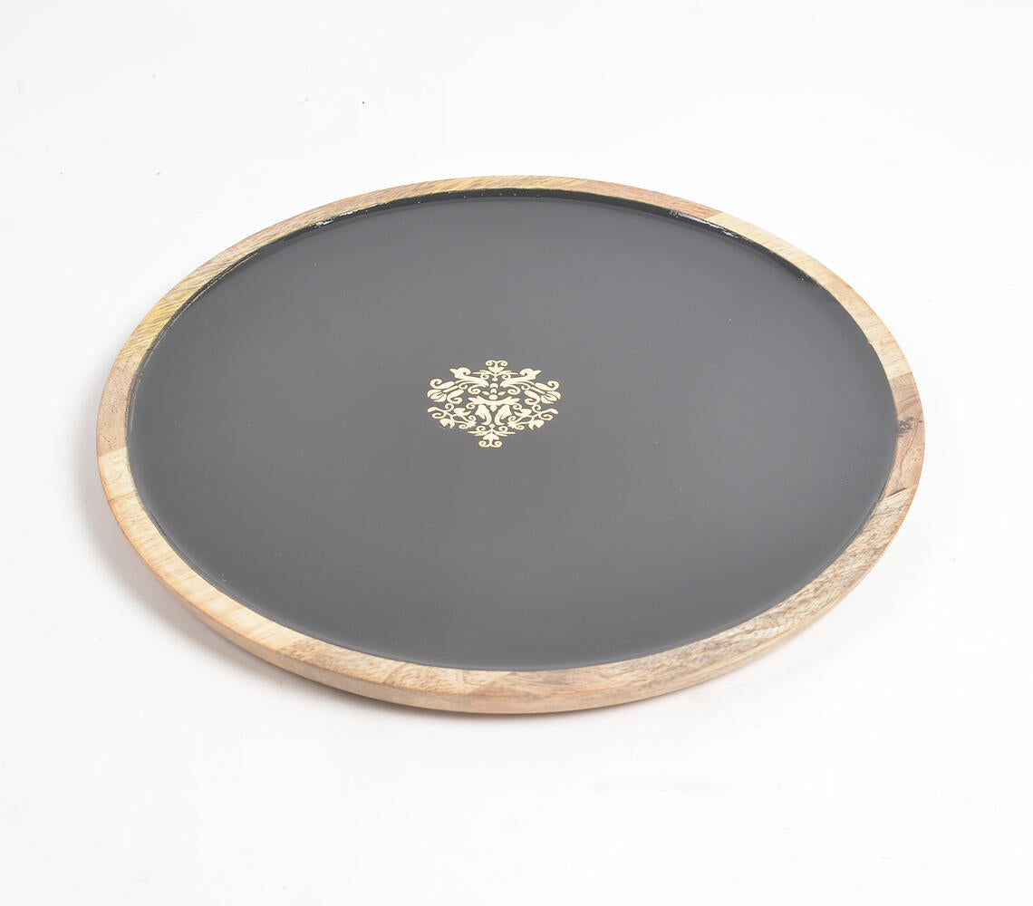 Regal Motif Noir Enameled Wooden Platter