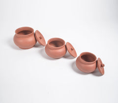 Terracotta Pottery Classic Hotpots with Lids (Set of 3)