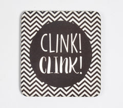 Clink! Clink! MDF Monochrome Coasters (Set of 2)
