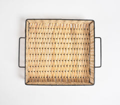 Classic Square Handwoven Cane & Iron Tray