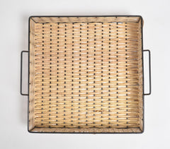 Classic Square Handwoven Cane & Iron Tray
