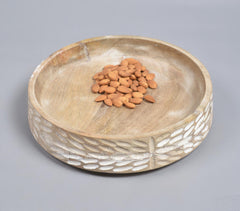 White Distressed Wooden Bowl