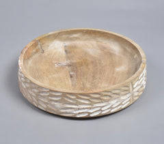 White Distressed Wooden Bowl