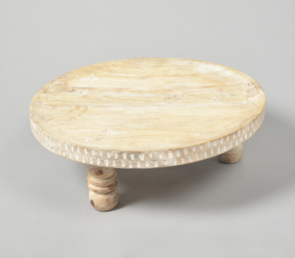 Distressed-Finish Wooden Cake Stand