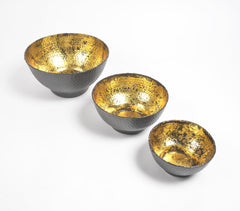 Hand Beaten Noir Iron Bowls (Set of 3)