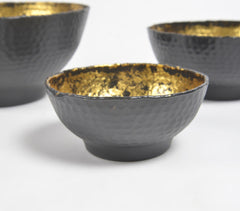 Hand Beaten Noir Iron Bowls (Set of 3)