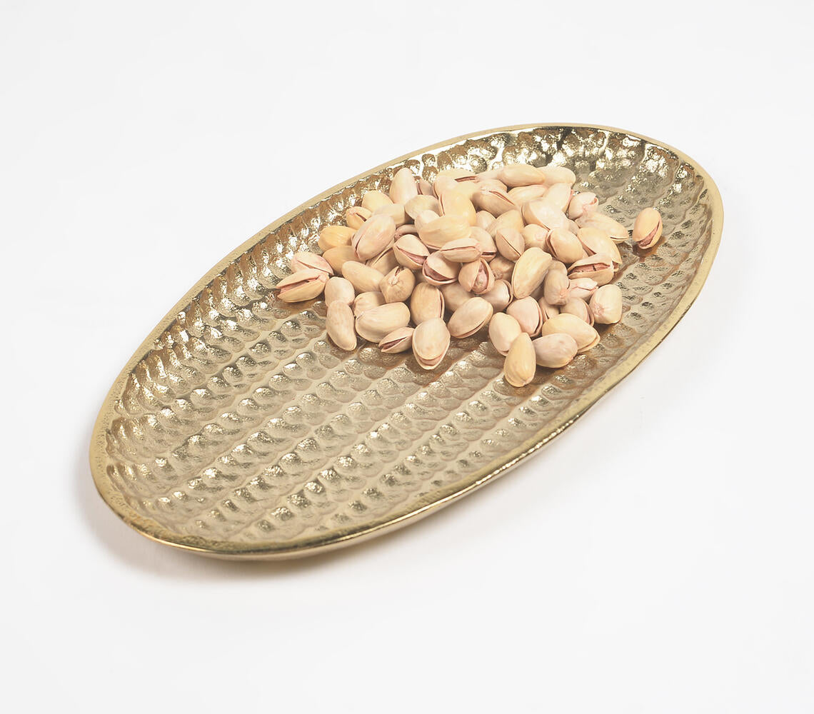Honeycomb Textured Gold-Toned Aluminium Oval Plate