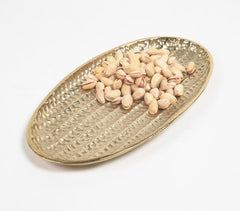 Honeycomb Textured Gold-Toned Aluminium Oval Plate
