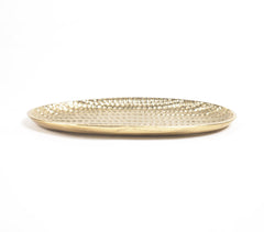 Honeycomb Textured Gold-Toned Aluminium Oval Plate