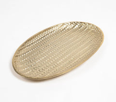 Honeycomb Textured Gold-Toned Oval Aluminium Plate