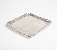 Antique Silver-Toned Aluminium Square Tray