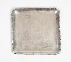 Antique Silver-Toned Aluminium Square Tray