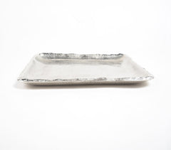 Antique Silver-Toned Aluminium Square Tray