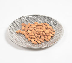 Honeycomb Textured Silver-Toned Aluminium Snack Plate