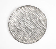 Honeycomb Textured Silver-Toned Aluminium Snack Plate