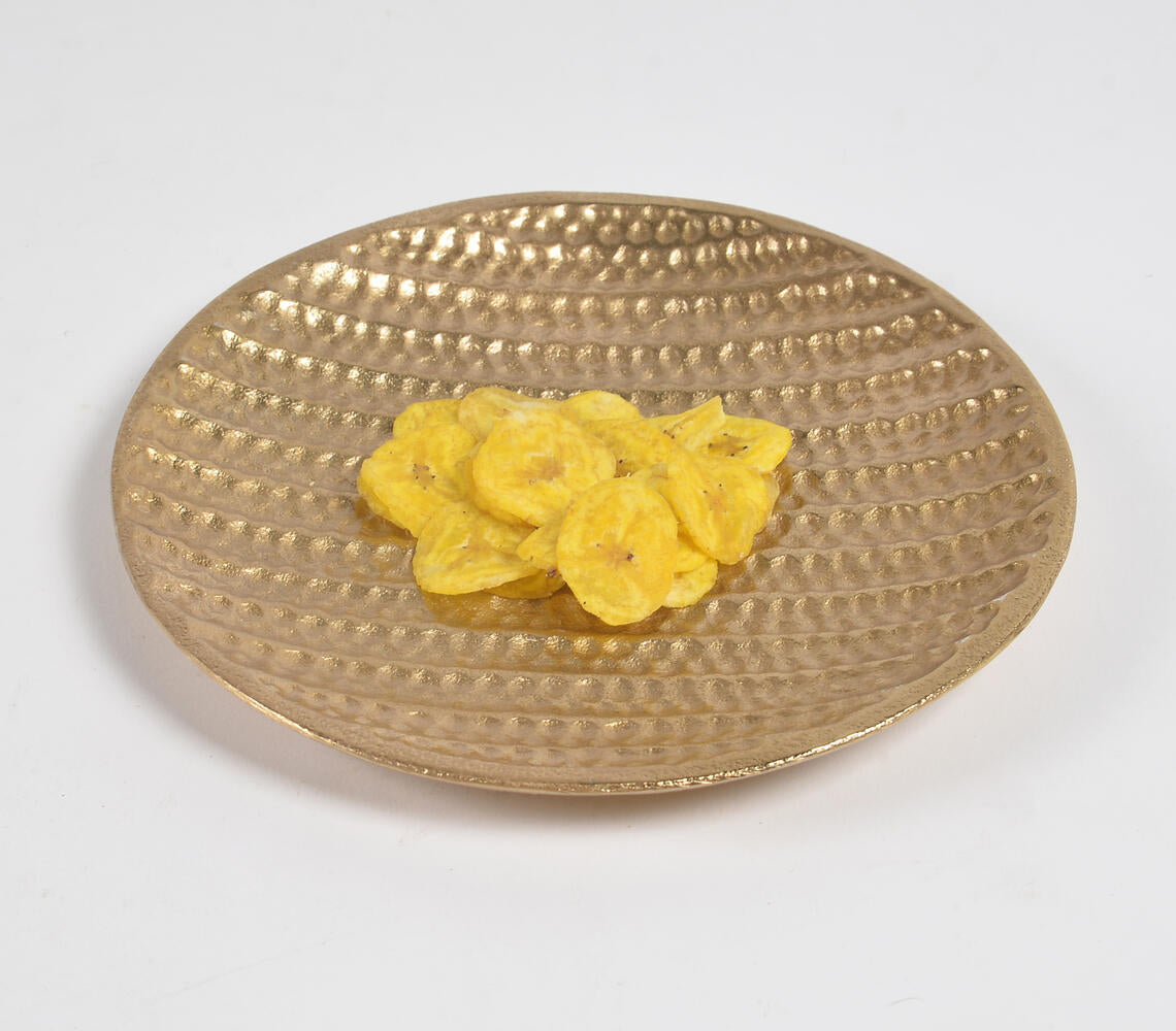 Gold Toned Dented Aluminium Round Plate