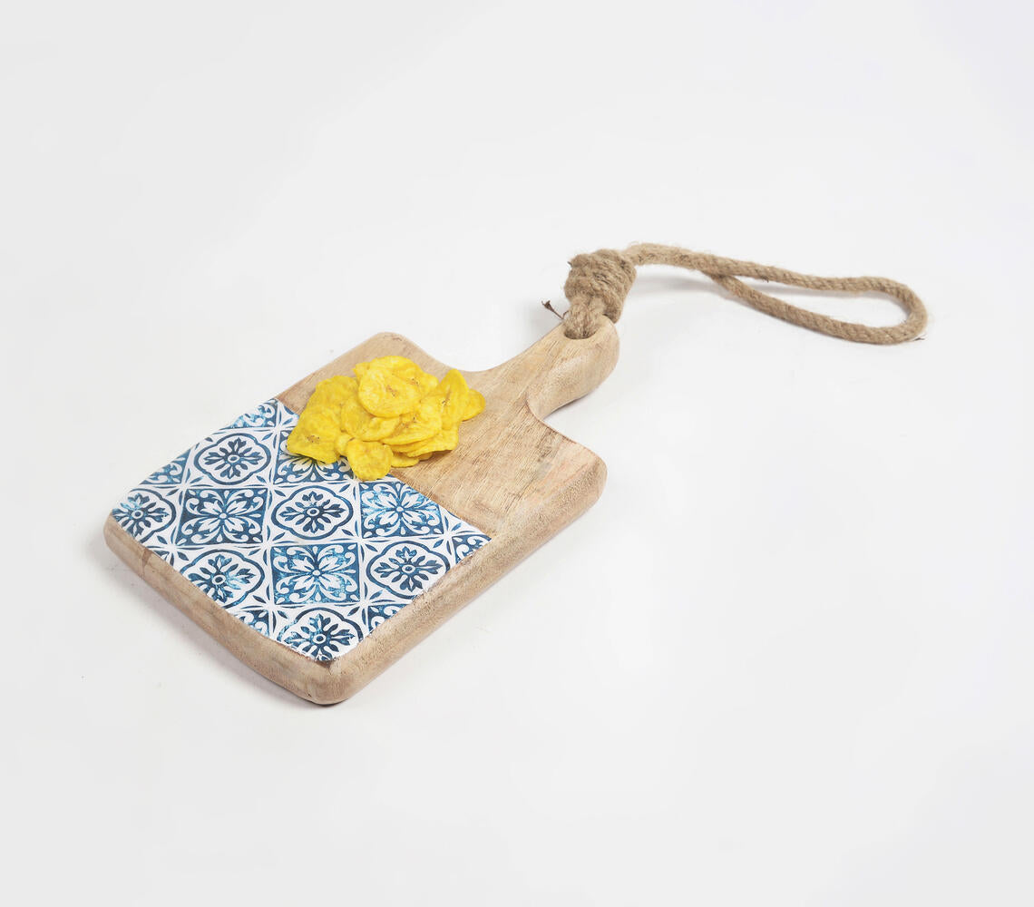 Meena Print Blue Wooden Cheeseboard