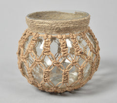 Hand Knotted Jute & Glass Jar Candle Holders (Set of 2)