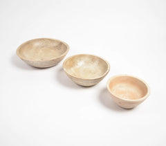 Burnt & Distressed White Wooden Bowls (Set of 3)