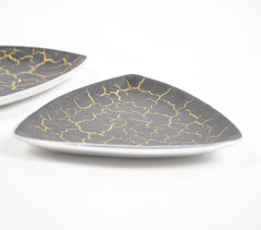 Triangular Black Textured Pizza Slice Plate (Set of 2)