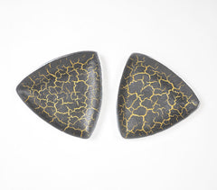 Triangular Black Textured Pizza Slice Plate (Set of 2)