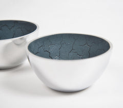 Textured Aluminium Round Blue Bowl (Set of 2)