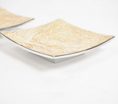 Textured Aluminium Pizza Slice Square Plate (Set of 2)