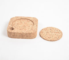 Eco-friendly Classic Round Cork Coasters with Rectangular Box (Set of 4)