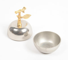 Statement Silver & Gold-toned Apple-Shaped Bowl with Cover