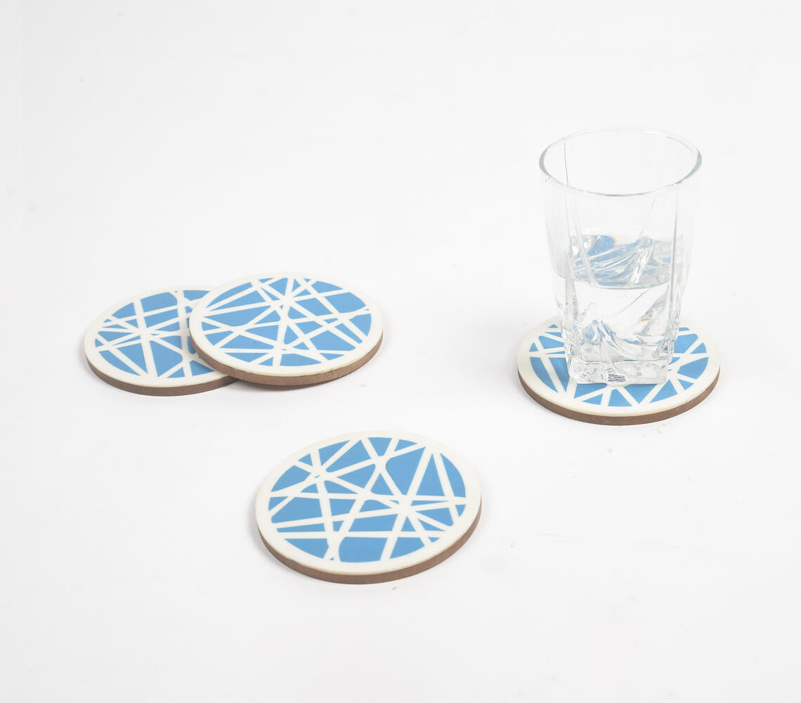 Hand Cut MDF & Resin Monochrome Round Coasters (Set of 4)