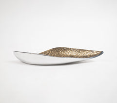 Handmade Golden Boat-Shaped Textured Serving Platter