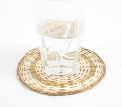 Handwoven Brass & Cane Concentric Costers (Set of 3)