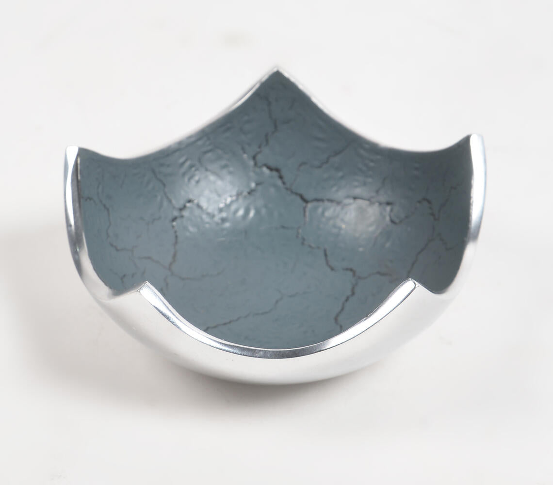 Textured Aluminium Grey Cracked Egg Bowl