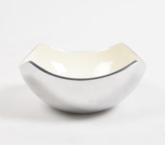 Enamelled Aluminium Off-White & Silver-Toned Bowl