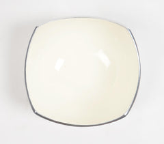 Enamelled Aluminium Off-White & Silver-Toned Bowl