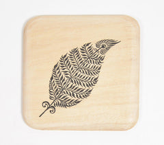 Hand Printed Ethnic Feather Wooden Coasters (set of 4)