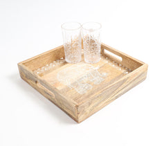 Elephant Motif Hand Painted Wooden Tray