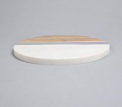 Hand Cut Marble & Mango Wood Round Chopping Board