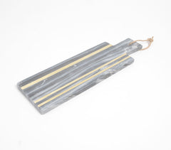 Textured Brass Inlaid Marble Cheese Board With Knife
