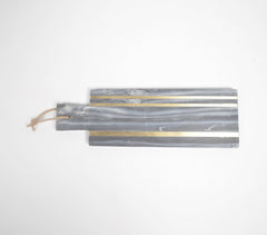 Textured Brass Inlaid Marble Cheese Board With Knife
